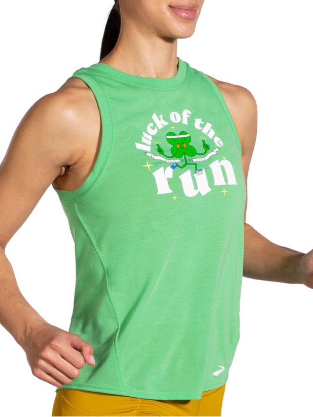 Brooks Luck of the Run Distance Graphic Tank Top Green M NWT St Patrick